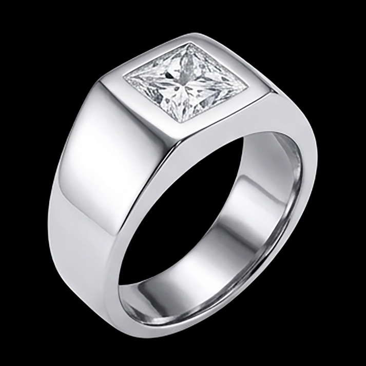 Men's Princess Cut Real Natural Earth Mined Diamond Ring