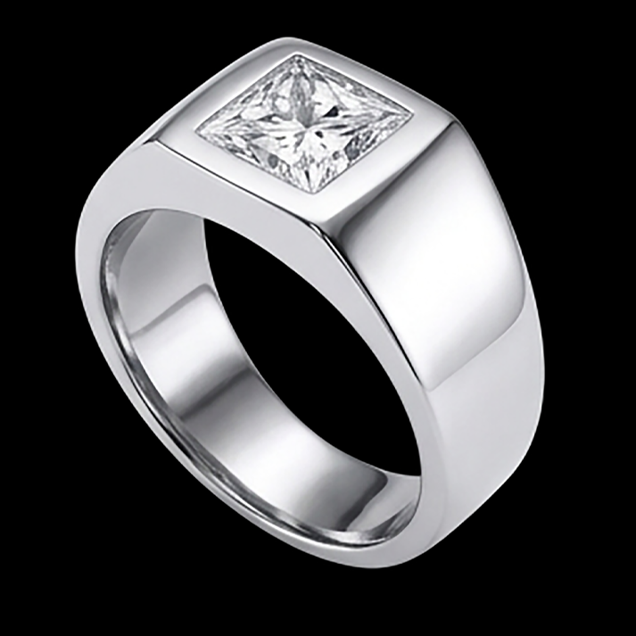 Men's Princess Cut Real Natural Earth Mined Diamond Ring