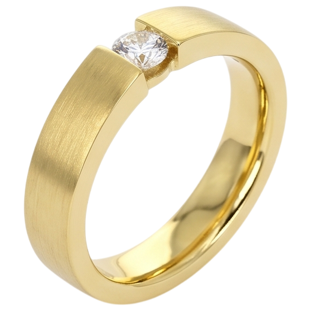 Men's Ring Yellow Gold 14K 0.75 Carats Tension Set Natural Earth Mined Diamond