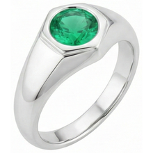 Emerald Precious Stone Ring 1-ct 14 Karat White Gold – front view