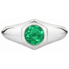 Earth-Mined Emerald Precious Stone Ring 1 ct 14 Karat White Gold – angle view