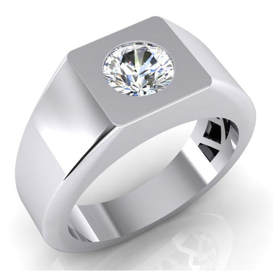 Brilliant Diamond Gentleman's Ring 1-ct 10K White Gold – front view