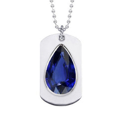 IGI CERTIFIED Men’s Sapphire Dog Tag Pendant