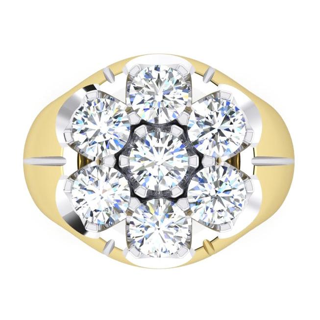 Men's Cluster Diamond Ring Lab Grown Two Tone Jewellery for Men