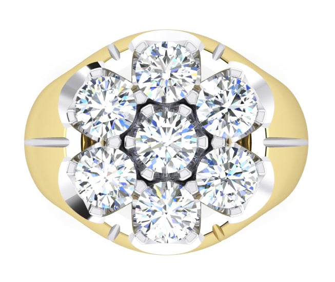 Men's Cluster Diamond Ring Lab Grown Two Tone Jewellery for Men
