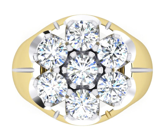 Men's Cluster Diamond Ring Lab Grown Two Tone Jewellery for Men