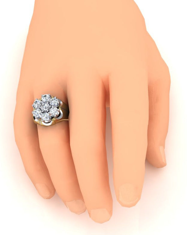 Men's Cluster Diamond Ring Lab Grown Two Tone Jewellery for Men
