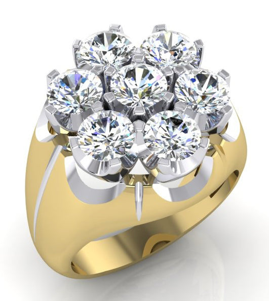 Men's Cluster Diamond Ring Lab Grown Two Tone Jewellery for Men