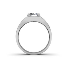 Gentleman's Ring 14 Karat White Gold with Brilliant Diamond – front view