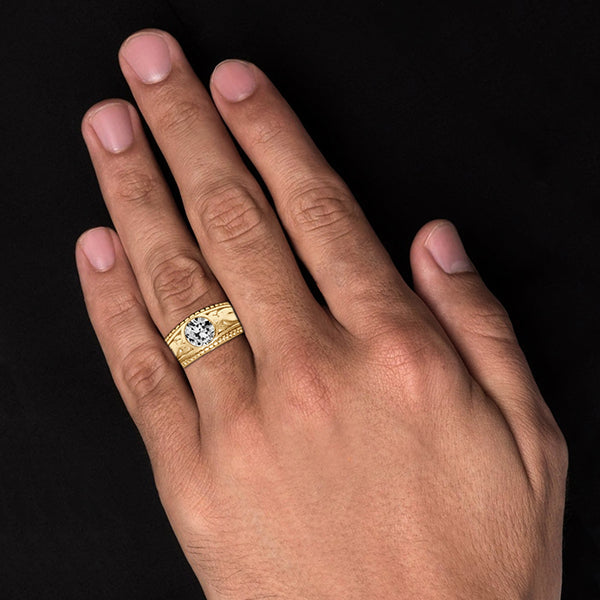 Handmade Fine Diamond Gentleman's Ring 2 ct – angle view
