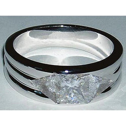 Men's 3 Stone Real Diamond Ring 3.25 Ct. White Gold 14K