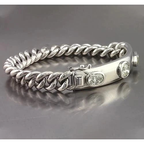 Mens Bar Bracelet 4.50 Carats Oval, Round & Marquise Real Diamond