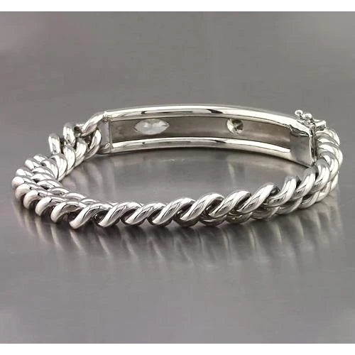 Mens Bar Bracelet 4.50 Carats Oval, Round & Marquise Real Diamond
