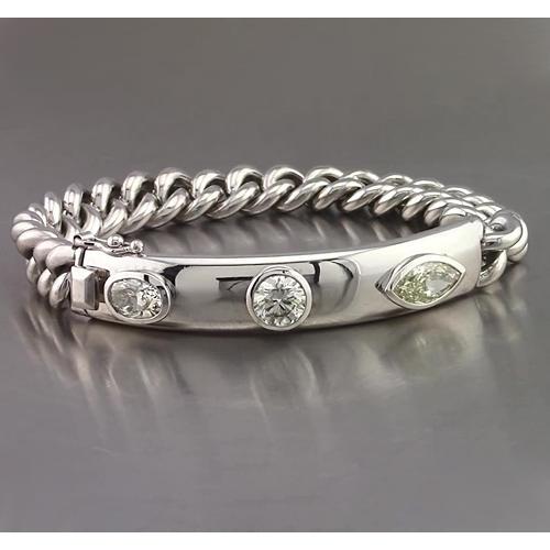 Mens Bar Bracelet 4.50 Carats Oval, Round & Marquise Real Diamond