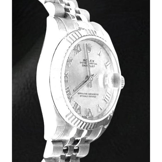 Men's Date-just 31mm Rolex Silver Roman Dial Watch