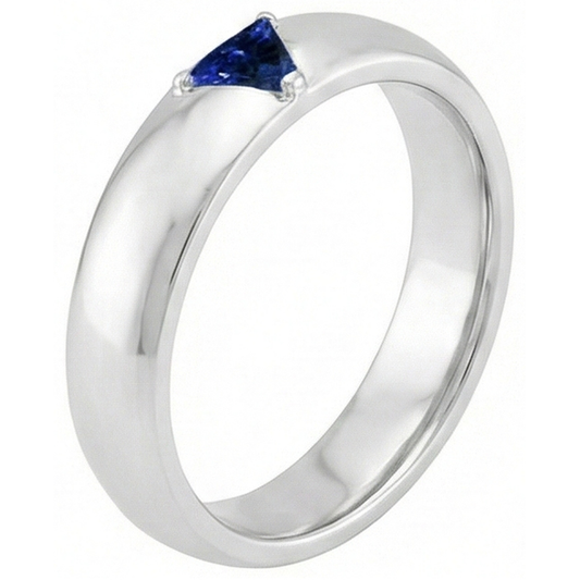 Mens Gemstone Ring Solitaire Trillion Deep Blue Sapphire Jewellery 1 Ct