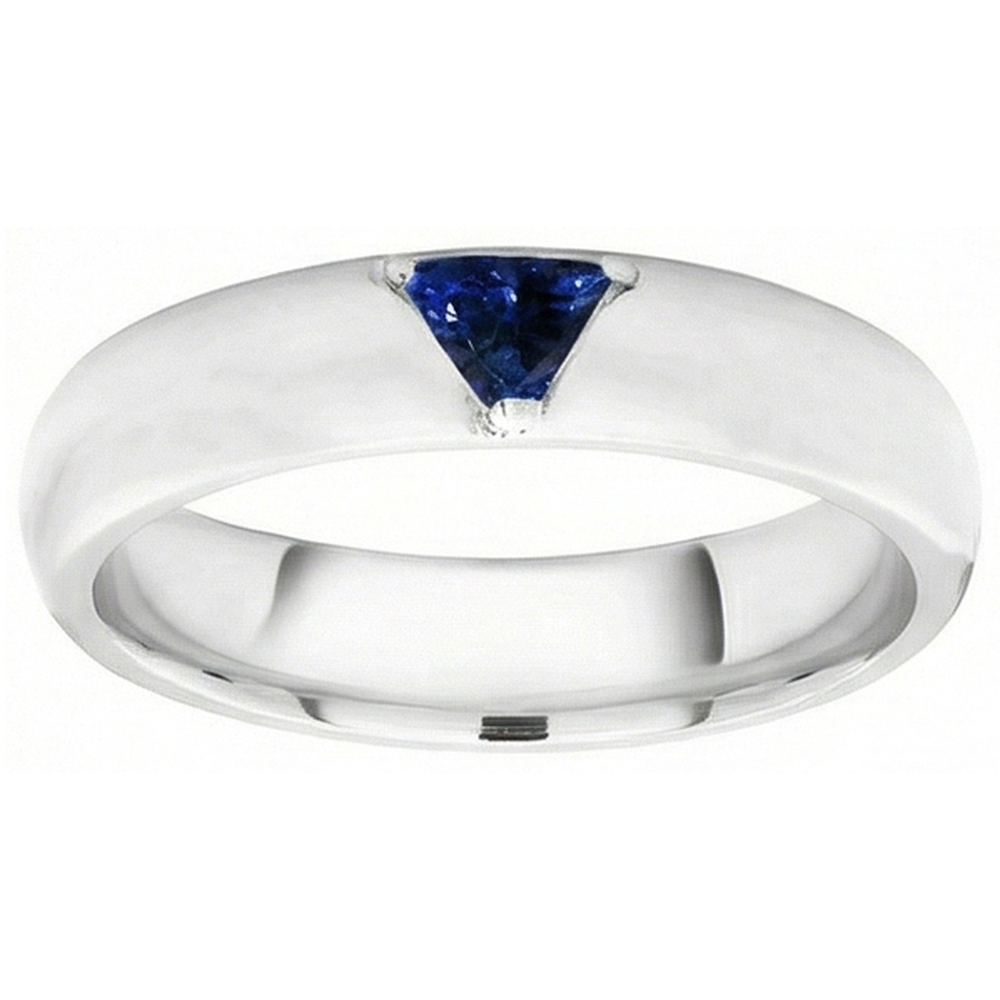 Mens Gemstone Ring Solitaire Trillion Deep Blue Sapphire Jewellery 1 Ct