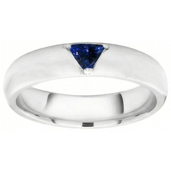Mens Gemstone Ring Solitaire Trillion Deep Blue Sapphire Jewellery 1 Ct