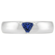 Mens Gemstone Ring Solitaire Trillion Deep Blue Sapphire Jewellery 1 Ct