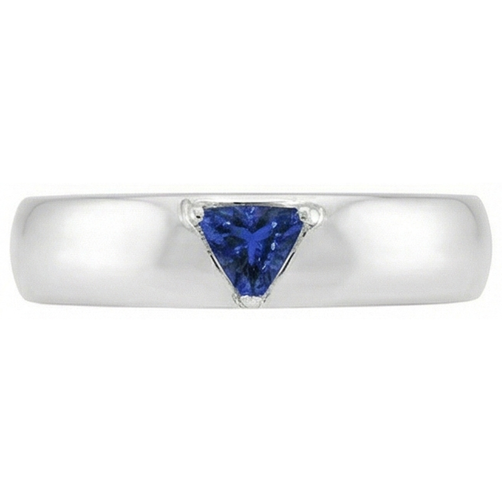 Mens Gemstone Ring Solitaire Trillion Deep Blue Sapphire Jewellery 1 Ct