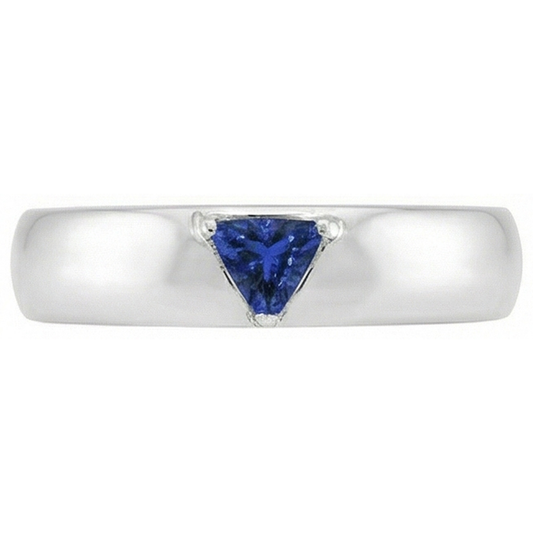 Mens Gemstone Ring Solitaire Trillion Deep Blue Sapphire Jewellery 1 Ct