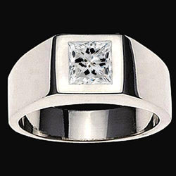 Men's Princess Cut Real Diamond Ring