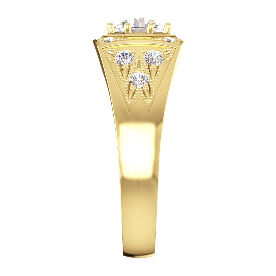 Men's Real Round Diamond Ring 1.50 Carats Gold 14K