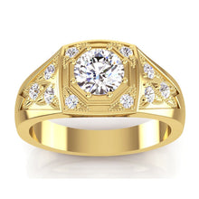 Men's Real Round Diamond Ring 1.50 Carats Gold 14K