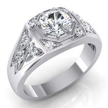 Men's Real Round Diamond Ring 1.50 Carats Gold 14K
