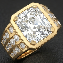Mens Ring 10K White Gold – Brilliant Diamond Radiant 10 ct