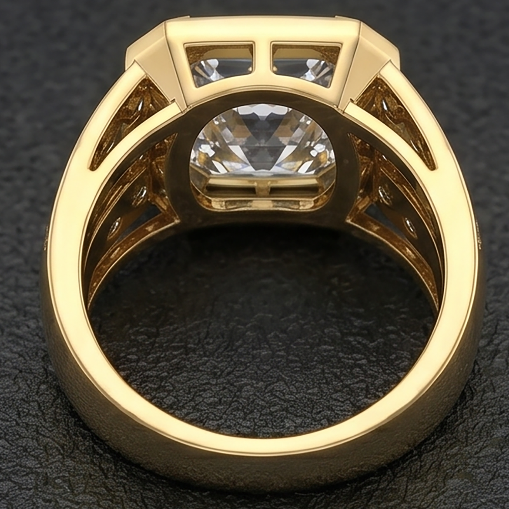 Mens Ring 10K White Gold – Brilliant Diamond Radiant 10 ct