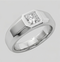 Mens Ring Princess Cut Natural Earth Mined Diamond White Gold