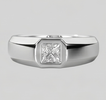 Mens Ring Princess Cut Natural Earth Mined Diamond White Gold