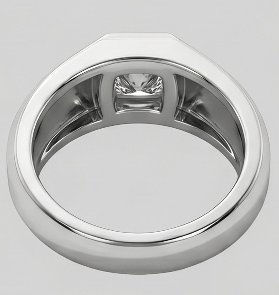 Mens Ring Princess Cut Natural Earth Mined Diamond White Gold