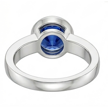 Mens Solitaire Ring Bezel Set Round Blue Sapphire 2 Carat Thick Shank