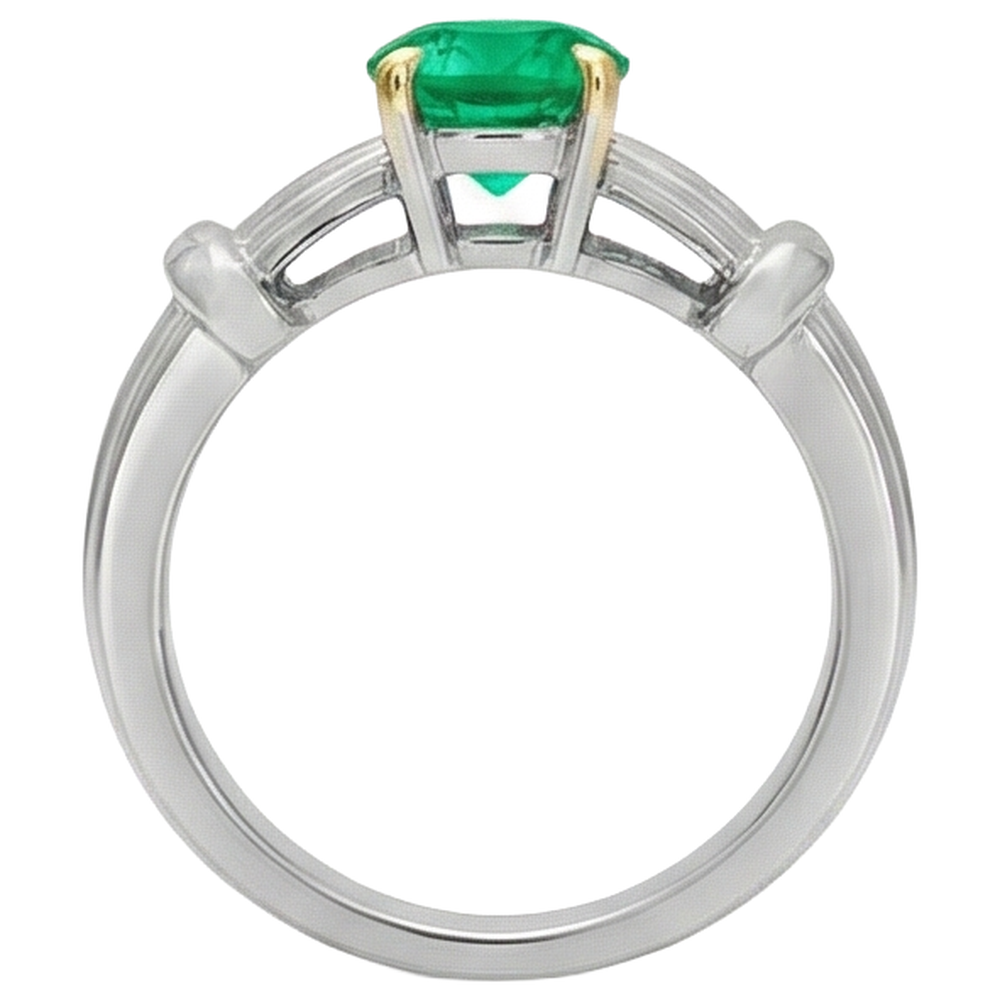 Natural Emerald Gemstone Ring 2 ct Two-Tone 14K Gold – back view