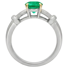 Natural Emerald Gemstone Ring 2 ct Two-Tone 14K Gold – back view