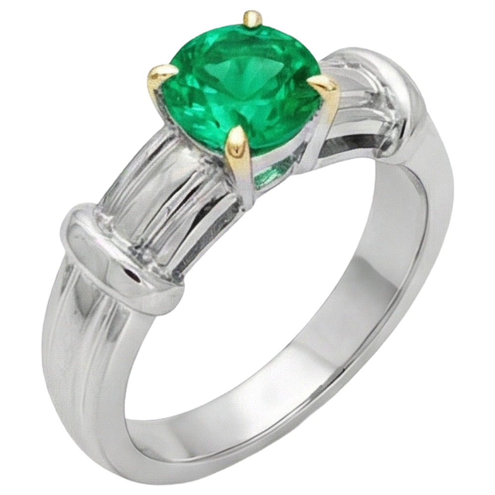 Sophisticated Emerald Gemstone Ring 2 ct – side view