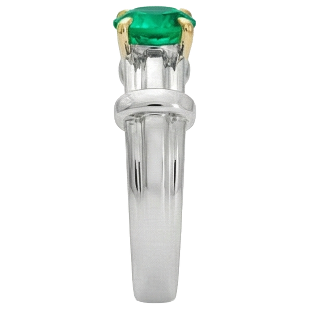 Natural Emerald Gemstone Ring 2 ct Two-Tone 14K Gold – top view