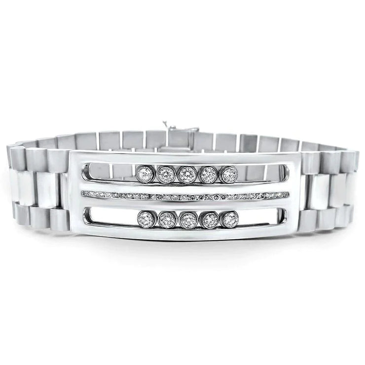 Mens Watch Style Real Diamond Bracelet