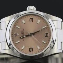 Midsize 31Mm Rolex Watch Smooth Bezel Pink Dial Ss
