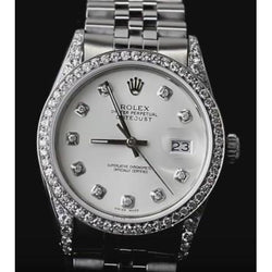 Midsize Datejust Rolex Watch Custom Natural Earth Mined Diamond Bezel & Dial Ss