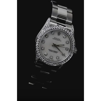 natural round diamond watch close up detail