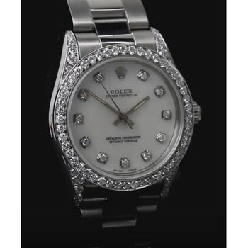 natural round diamond watch profile view