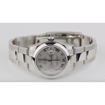 Midsize Rolexdatejust-Watch White Roman Dial Oyster Bracelet Ss
