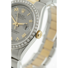 Midsize Rolex Brown  Oyster Bracelet Ss & Gold Gray Roman Dial Watch