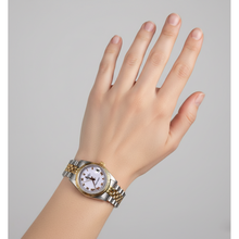 Midsize Rolex Datejust White Roman Dial Watch Two Tone Jubilee P5