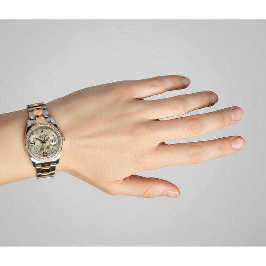 Midsize Rolex Natural Earth Mined Diamond Bezel Watch Ladies Factory Bezel Flower Dial P2