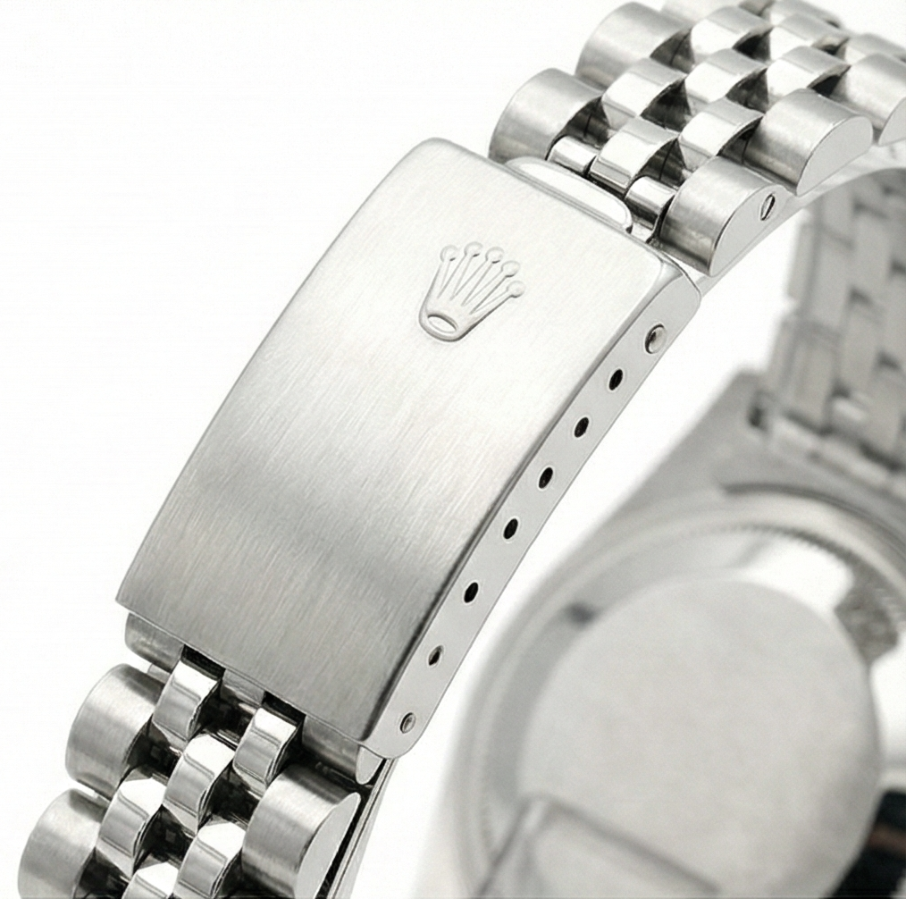 Midsize Rolex Ss Datejust Salmon Diamond Dial Bezel Watch