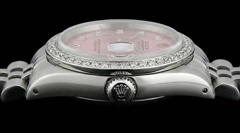 Midsize Rolex Ss Jubilee Bracelet Dj Watch Pink Diamond Dial Bezel